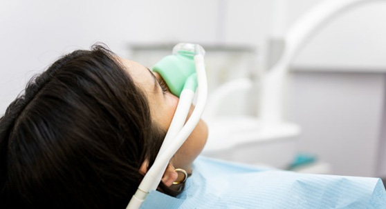 Patient receiving nitrous oxide sedation 