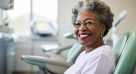 Patient in Lakewood smiling with implant dentures