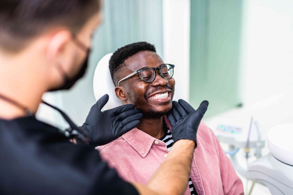 Man smiling in the dental chair